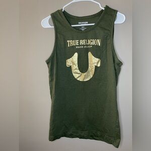 True religion loungewear tank top men’s horseshoe metallic gold logo size small